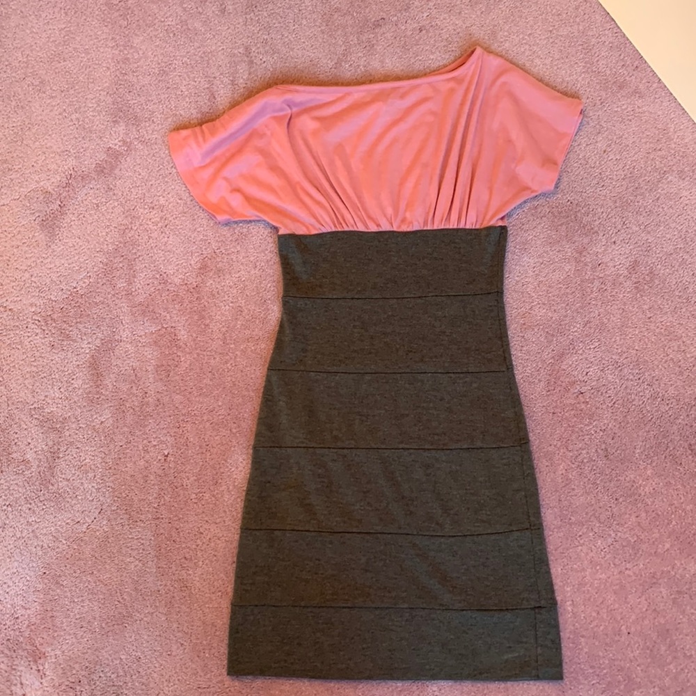 Colorblock Pink and Grey Dress